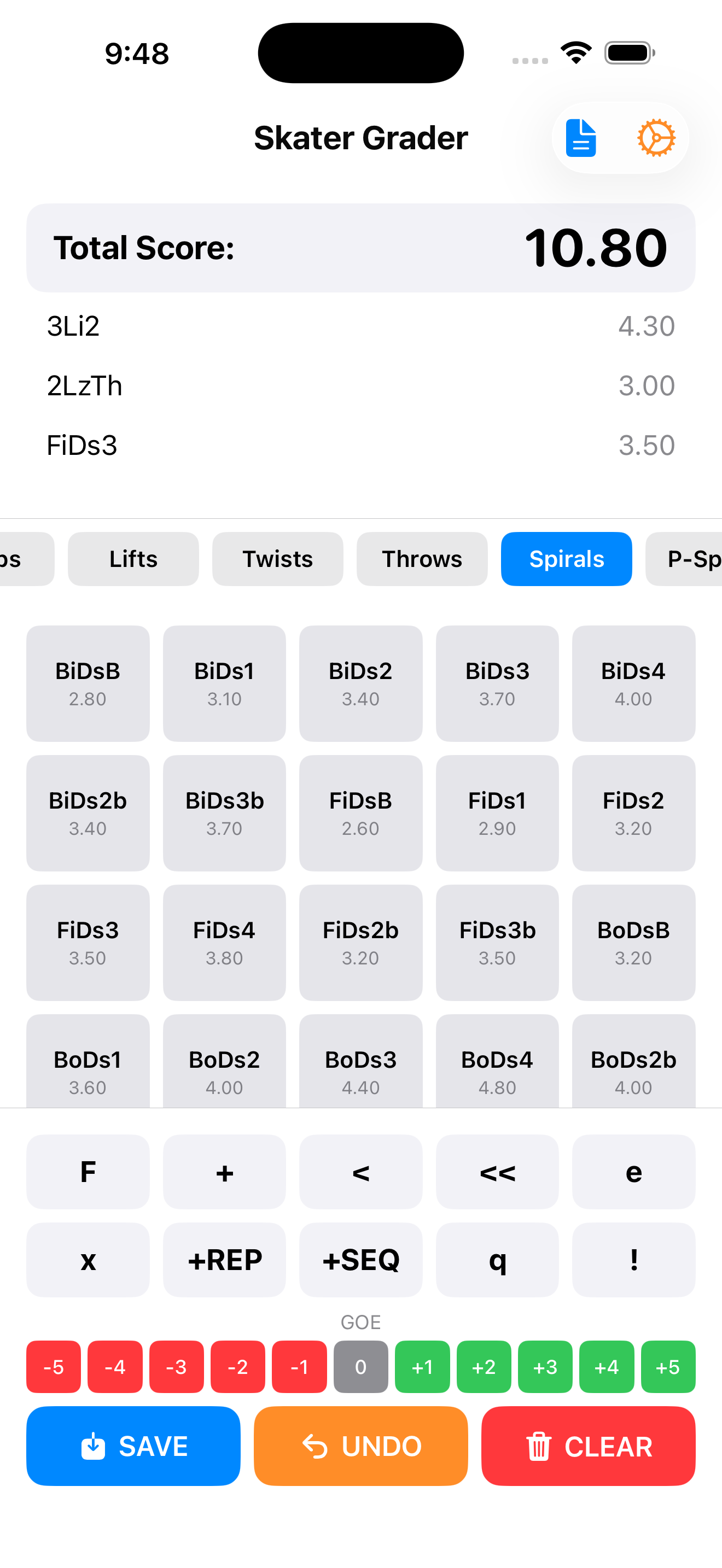 Skater Grader pairs elements